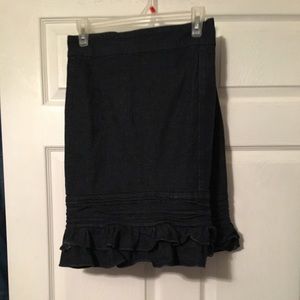 Denim & ruffles pencil skirt